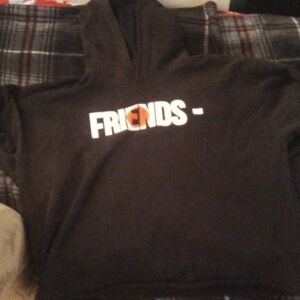 Black white and orange vlone hoddie